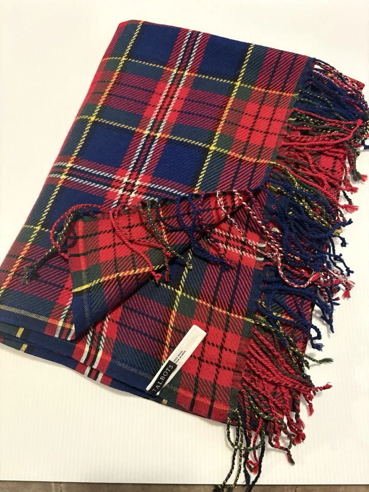 Talbots - Red, Blue, Green Plaid Wool Scarf 27" x 72" (Retail $79.50) EUC - Image 2 of 4