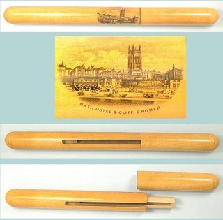 Antique Mauchline Ware Knitting Needles Guard & Case Scottish Circa 1890
