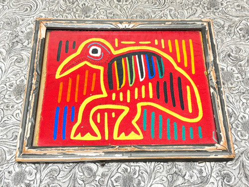 Vintage BIRD Mola Kuna Indians San Blas Islands Panama Sewn Textile Folk Art MCM