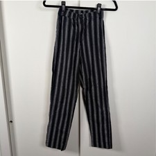 Brandy Melville Black and White Striped High Waisted Straight Leg Trousers Pants