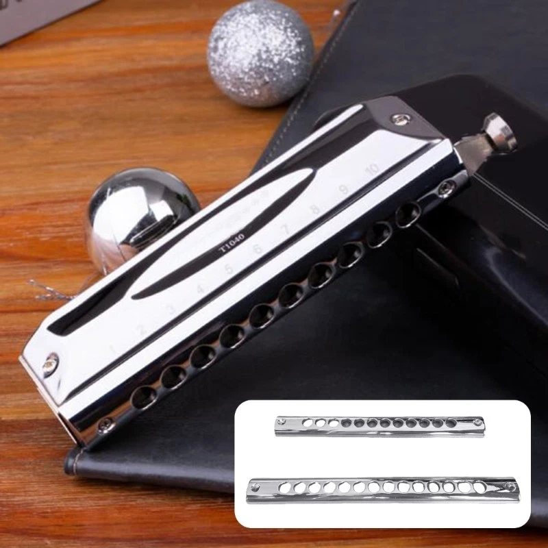 Chromatic Harmonica C Key Metal Round Hole Mouthpiece Travel Friendly Instrument - Image 2 of 4