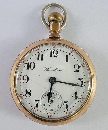 Antique Hamilton Gold Filled Pocket Watch 17 Jewels Works #569942