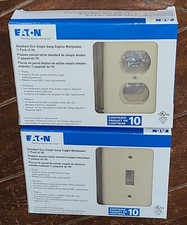 Lot of 2 EATON 10pk Standard Size IVORY Single Gang Toggle/Duplex Wall Plates
