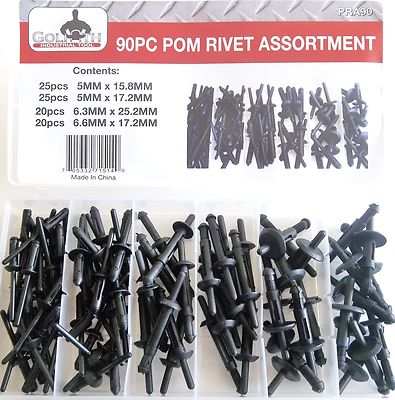 90pc GOLIATH INDUSTRIAL POM RIVET ASSORTMENT POLYOXYMETHYLENE POP ...
