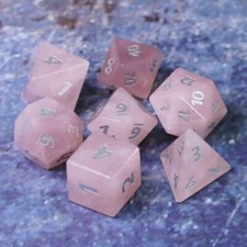Rose Quartz Gemstone Dice Set -Poly RPG DnD D...