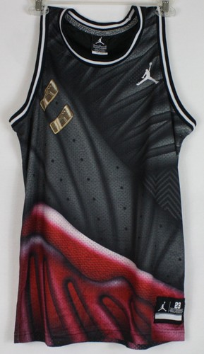 Vintage Jordan Bred XII All Over Print Basketball Jersey Youth XL Mens XS Y2K - Picture 2 of 7