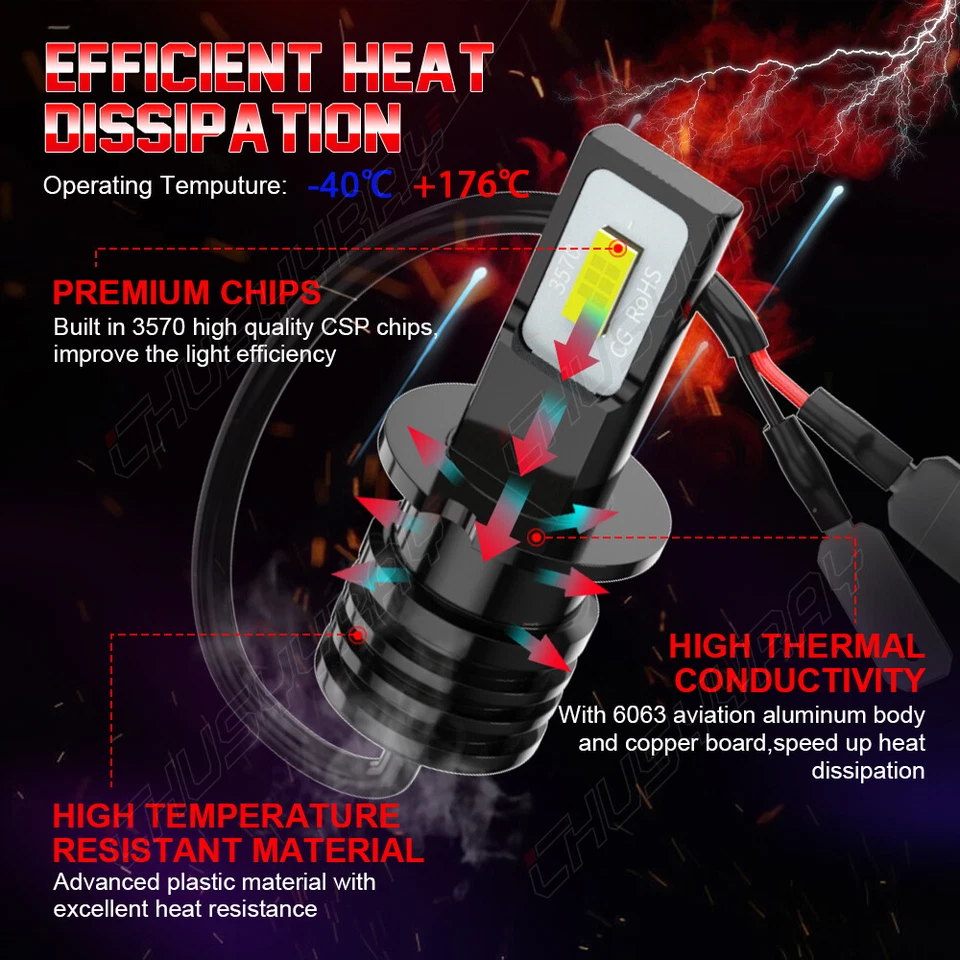 Para Infiniti QX56 2004 2005 2006-2010 -2x H3 LED Bombillas Antiniebla Kit Blanco Foto 2 de 4