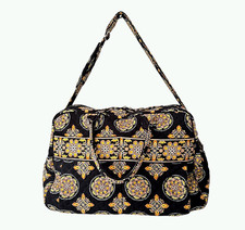 Stephanie Dawn Black Floral Quilted Weekender Travel Duffel Bag - USA Made - EUC