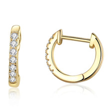 Gold Plated Huggie Hoop Earrings With Cubic Zirconia Unisex Fashion Jewelry