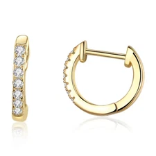 Gold Plated Huggie Hoop Earrings With Cubic Zirconia Unisex Fashion Jewelry