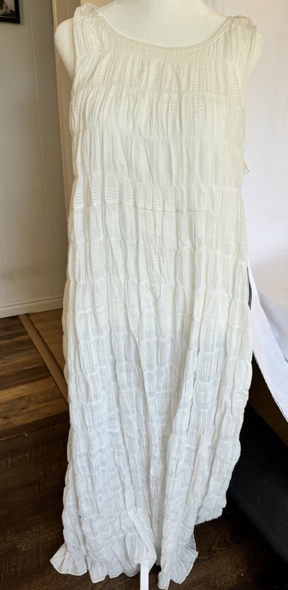 max studio white maxi dress NEW MAX STUDIO WHITE COTTON MAXI DRESS SIZE L $138