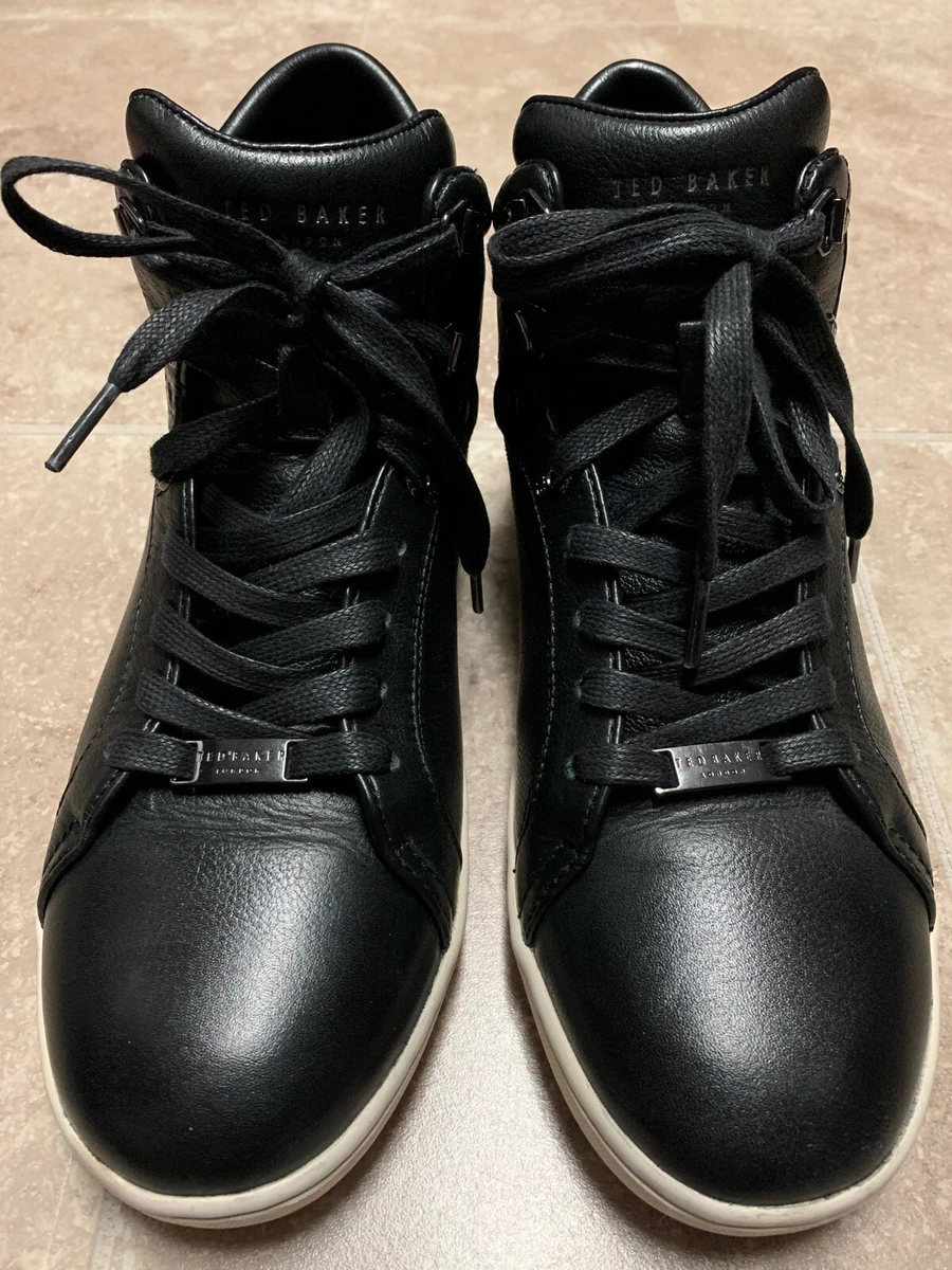 Ted Baker London ALCAEUS Black Leather High Top Sneaker Men s Size 8.5 EU 41.5