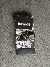 Hurley Socks Unisex Small 3-5 Year, Crew, Kids Girls/Boys 2 Pack New