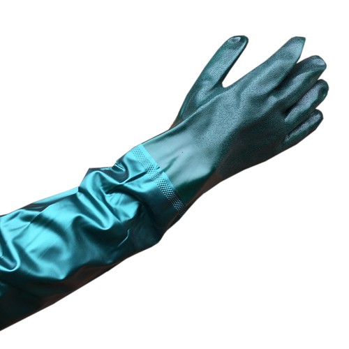 Large Drain & Pond Gloves Extra Long Waterproof Rubber Gauntlet Elasticated Cuff - Afbeelding 3 van 4