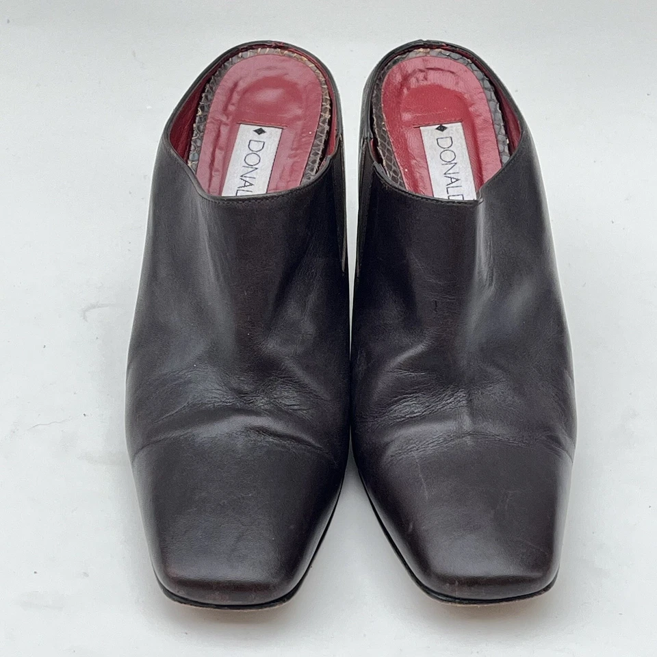 DONALD J PLINER Mules 7 Leather Embossed Snakeskin Python Wedge Heels Spain Boho - Image 3 of 4