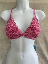Y2K 90s Coquette Bikini Top CottageCore Floral Pink Scalloped Swim Large CUPSHE