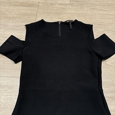 BCBGMAXAZRIA Black Dress Bodycon Stretch Cold Shoulder Zipper Medium  Bandage