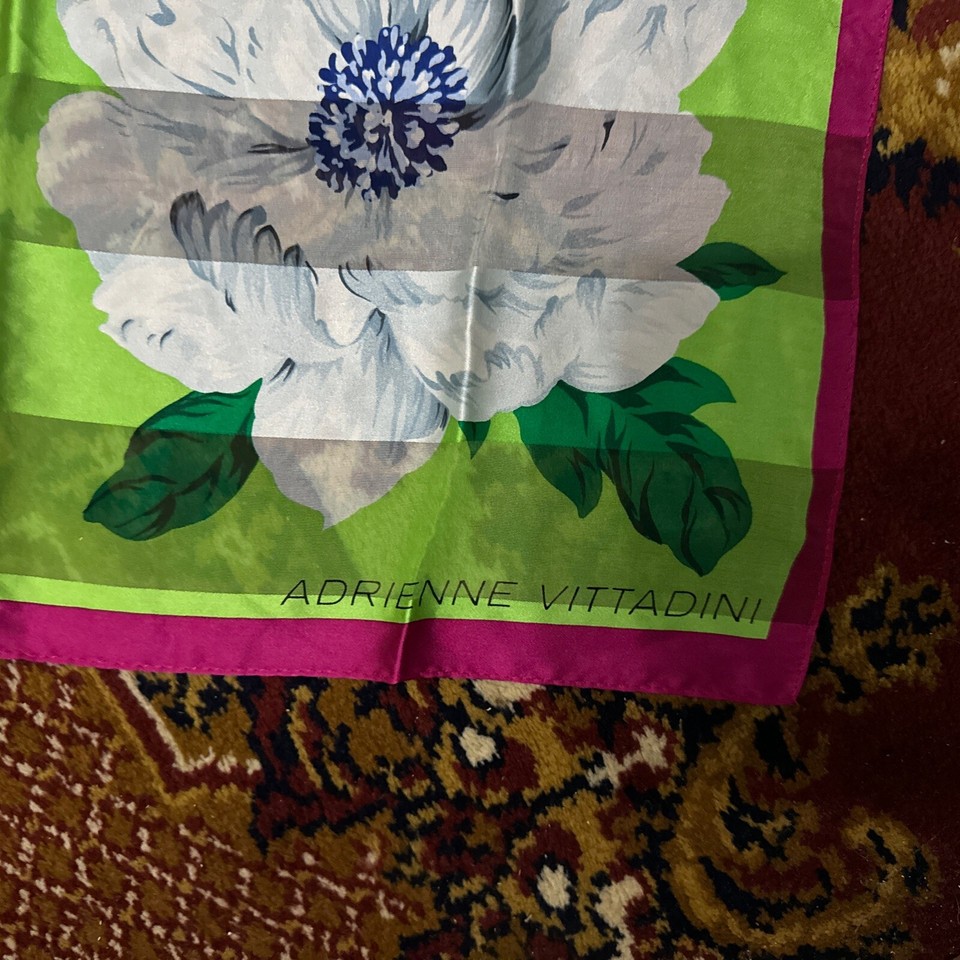 Adrienne Vittadini Scarf Womens 100 Silk Colorblock Floral Hot Pink