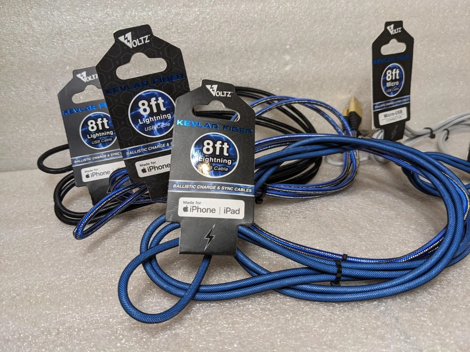 🔥NEW🔥 Voltz Kev-lar Fiber 8ft USB Cable - Apple iPhone/iPad or Micro-USB (A2) - Image 2 of 4