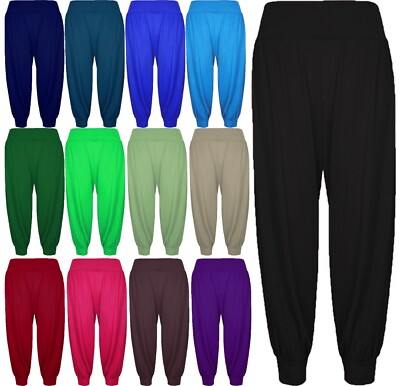 WOMEN'S LADIES ALI BABA HAREM FULL LENGTH BAGGY LEGGINGS TROUSERS PANTS UK 8-26