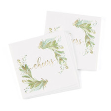 Greenery Beverage Napkins with foil accents - 50 count