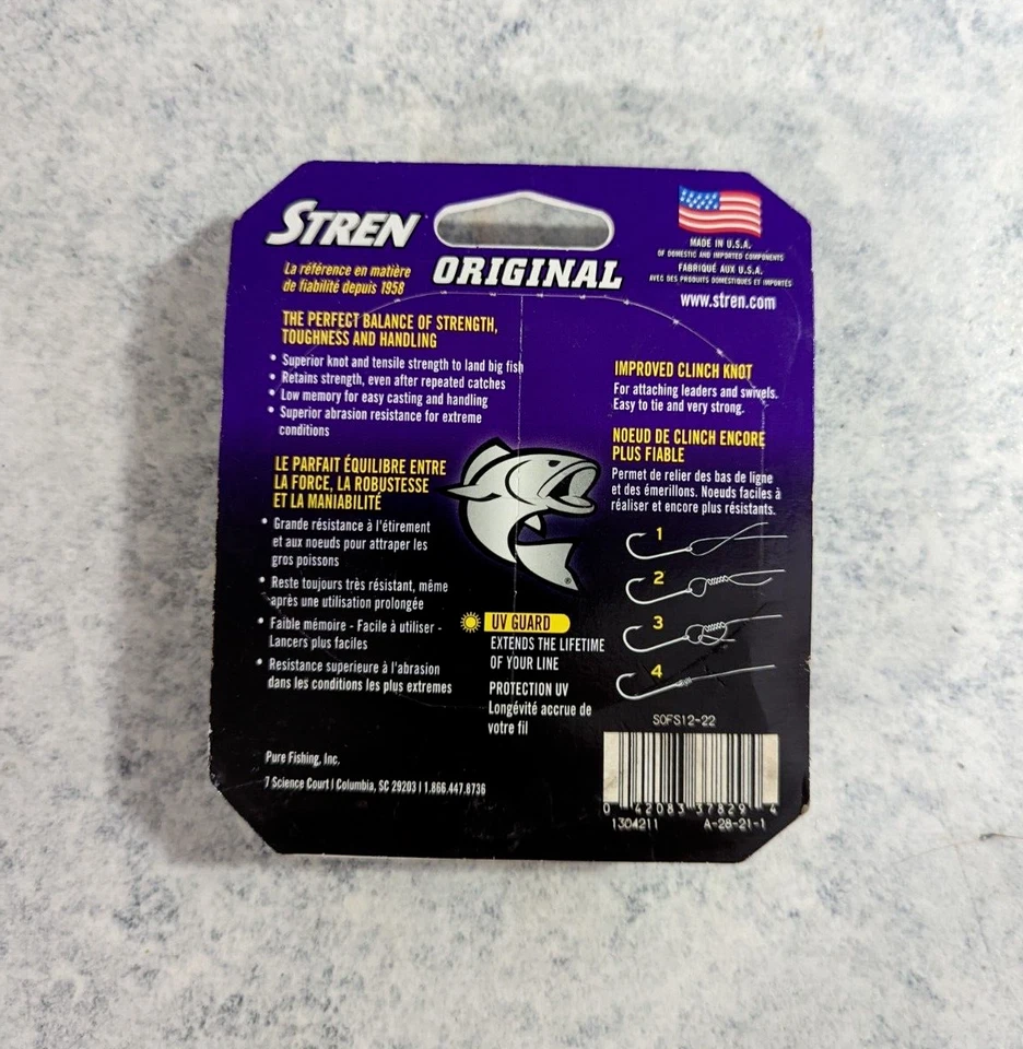 Línea de pesca monofilamento original STREN 12 lb. 330yd NUEVO SOFS12-22 Foto 3 de 4
