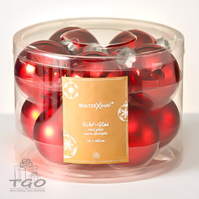 Boltze 10tlg. Deko Christbaumkugel D6cm rot aus Glas-1014822