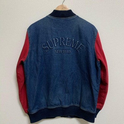 supreme denim varsity jacket
