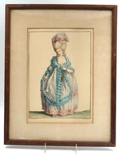 Fine Victorian Beautiful Fashion Lady Art Etching Antique Print On Paper Framed