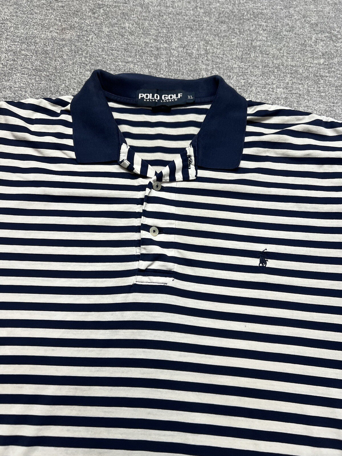 Polo Golf Ralph Lauren Da Uomo Extra Large Camicia a Righe Blu Pony Fine Cotone