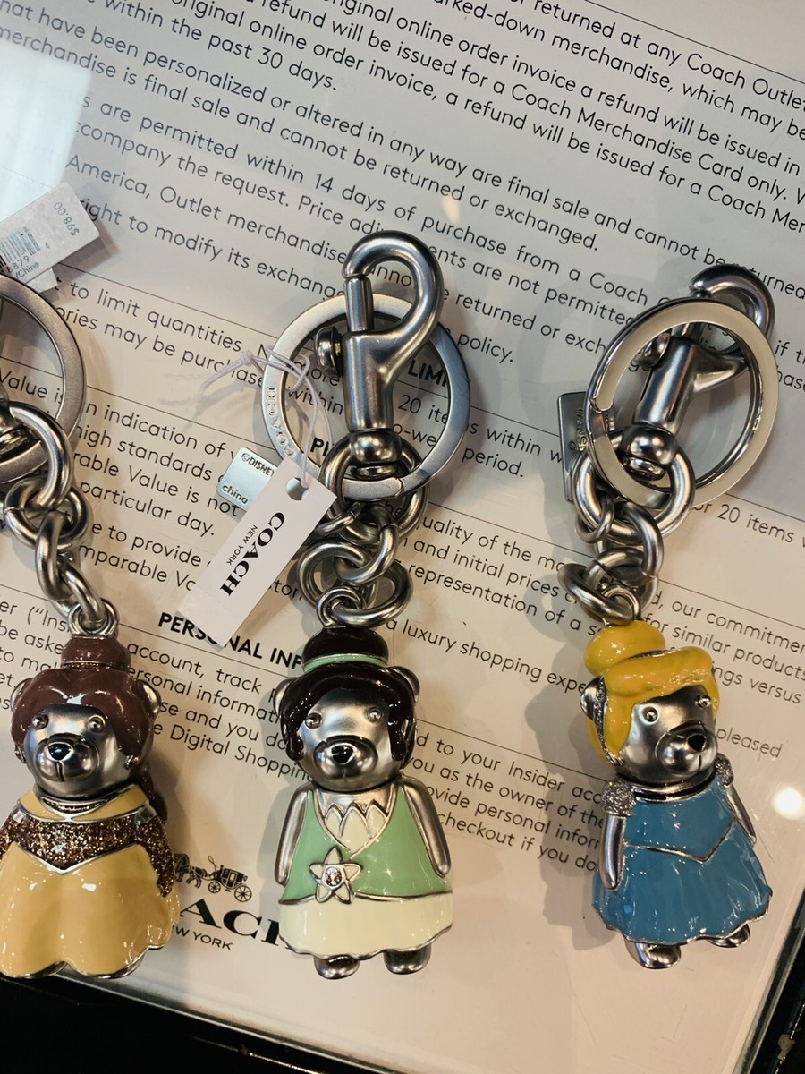 NWT COACH DISNEY PRINCESS BEAR BAG CHARM KEYCHAIN $98 | eBay