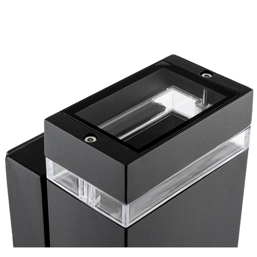 LED Wandleuchte außen UP DOWN schwarz Fassadenlampe IP44 mit 2x GU10 5W warmeiß - Bild 5 von 7