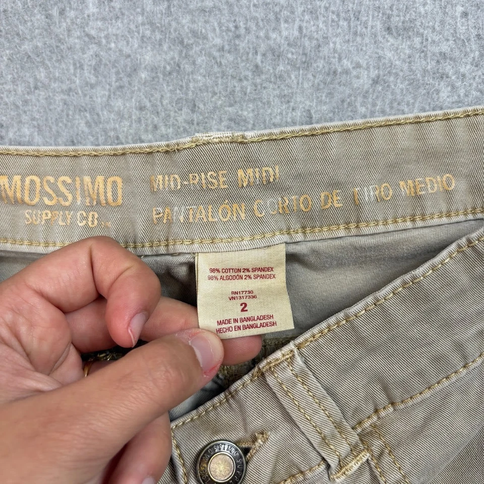 Pantalones Cortos Mossimo Mujer 2 Tostados Chinos Tiro Bajo Bolsillos Academia Heritage Clásico Y2K Foto 4 de 4