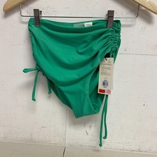 CALIA Women's High Waisted Ruched Side Tie Swim Bottoms Green Glow WSA23410