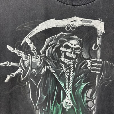 Vintage Exile Skull Grim Reaper T Shirt Skelton 2XL XXL Black Y2K