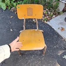 Vintage Childs Wood School Chair Steel Legs - 2 are available Toddler Small B