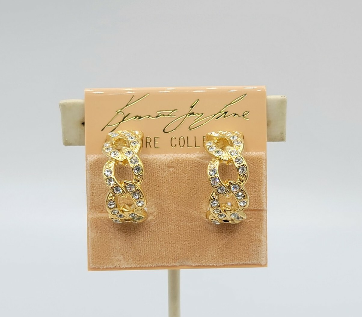 Vtg Hoop Earrings KJL Kenneth Jay Lane Clip Rhine… - image 1