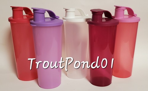 Tupperware Tumblers 16 oz Tumbler Set 5 Flip Top Lids Mixed Lot of Colors New - Picture 4 of 5