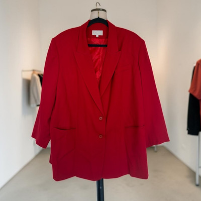 Saks Fifth Avenue Folio Collection Red Wool Blazer - 22 Plus