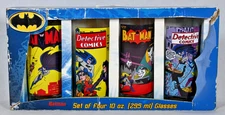 Set of (4) Vintage Batman Comic Book Covers Glasses by Vandor