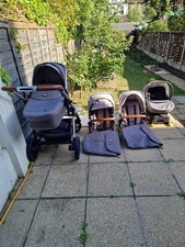 Silver Cross Wave Double Pushchair Grey with Carrycot/Bassinet, From Birth