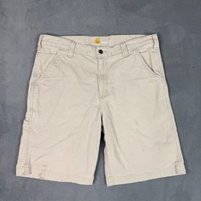 Carhartt Mens Relaxed Fit Canvas Work Shorts Tan Khaki Carpenter Utility Size 34