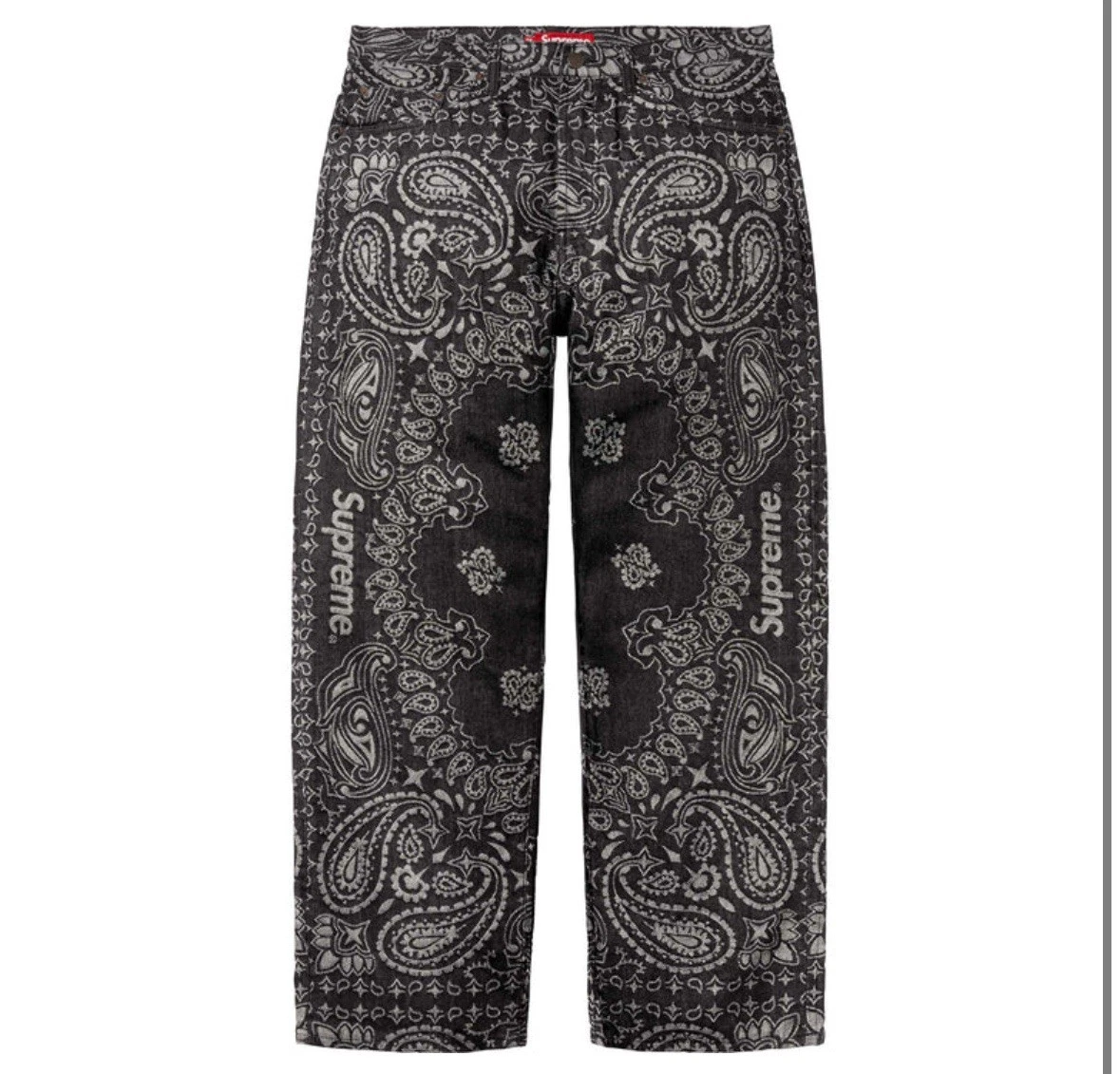 TAILLE 34   JEAN BAGGY JACQUARD SUPRÊME BANDANA DENIM NOIR   NEUF SOUS BLISTER !!️