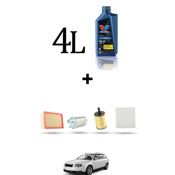 Hoffcar Wartungskit 4 Filter Und 4L ÖL FüR Audi A4 (B6, B7) 2.0 TDI 92KW Ab 20-image