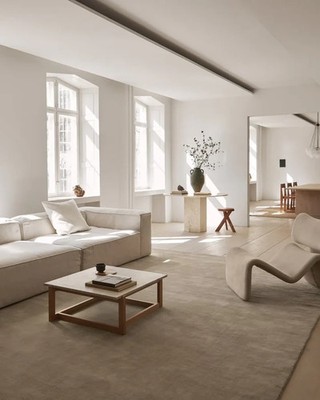 NZ Wool Hand Tufted RugBeige NZ Wool Hand-Tufted Rug, entworfen für Luxus und