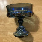 Vintage Kings Crown Carnival Glass Pedestal Bowl Candy Dish
