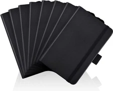 AISBUGUR Pocket Notebook, Small 2-Pack Total 8 Pack, 8 Pack Black 