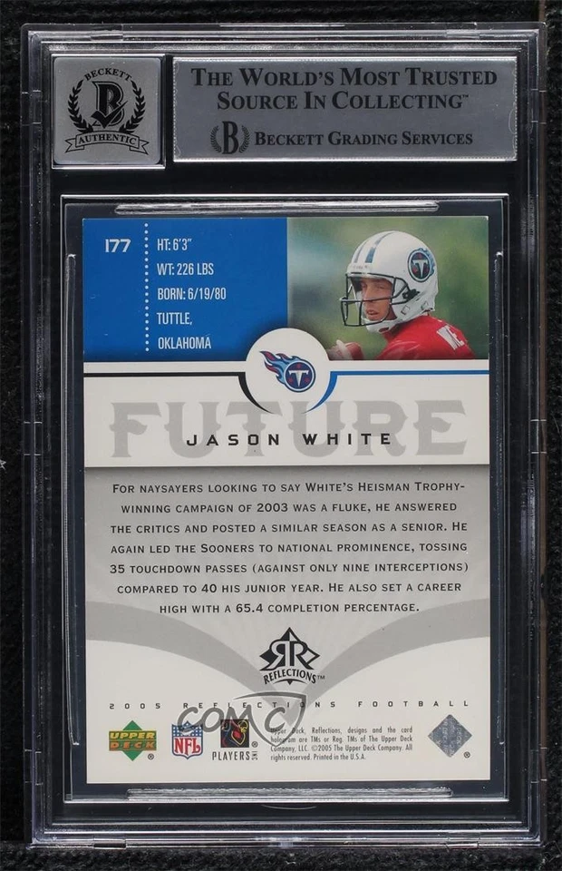 BAS 2005 Reflections Future Blue /99 Jason White #177 BGS Authentic Rookie RC - Image 2 of 2