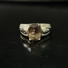 Vintage Ring Size 9.75 Silver 925 Smoky Quartz Signed Large