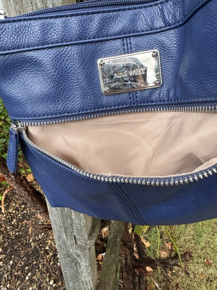 Bandolera NINE WEST Azul Medio Original Cuero, Bolso Cartera de Hombro Foto 3 de 4